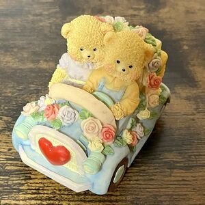 Country Cubs Bear Couple Lovebug Car Figurine Roses Hearts Valentine Decor